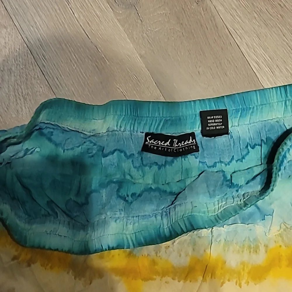 Sacred Threads Tye Die Boho Flowy Hippie Tiered Skirt 100% Cotton Size XL - Picture 5 of 6